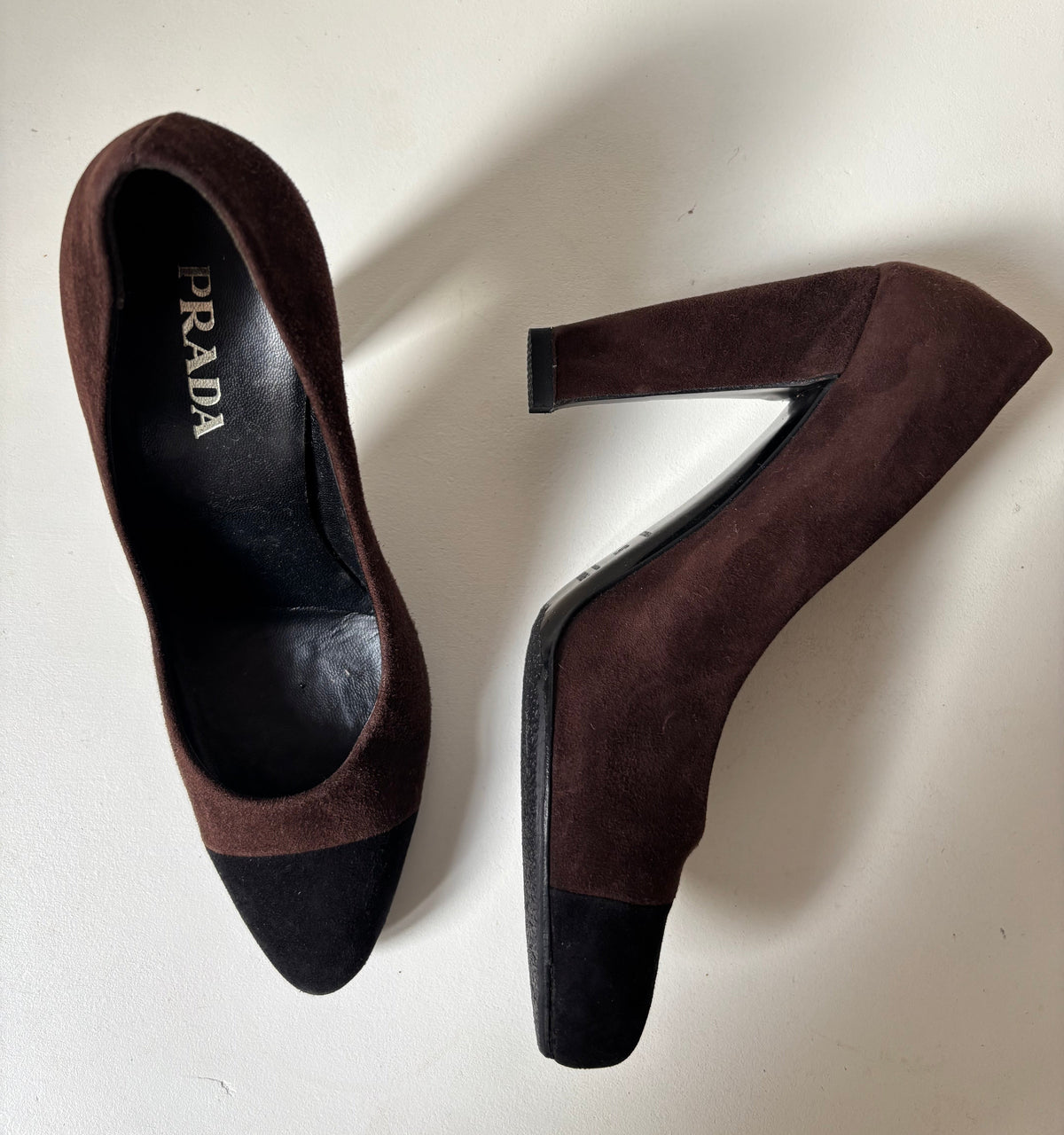 Prada escarpins daim brun bicolore – 38