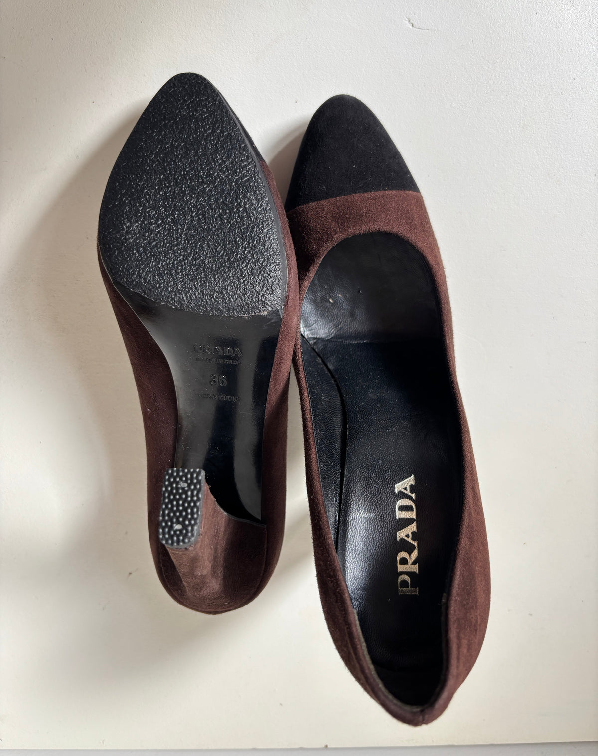 Prada escarpins daim brun bicolore – 38