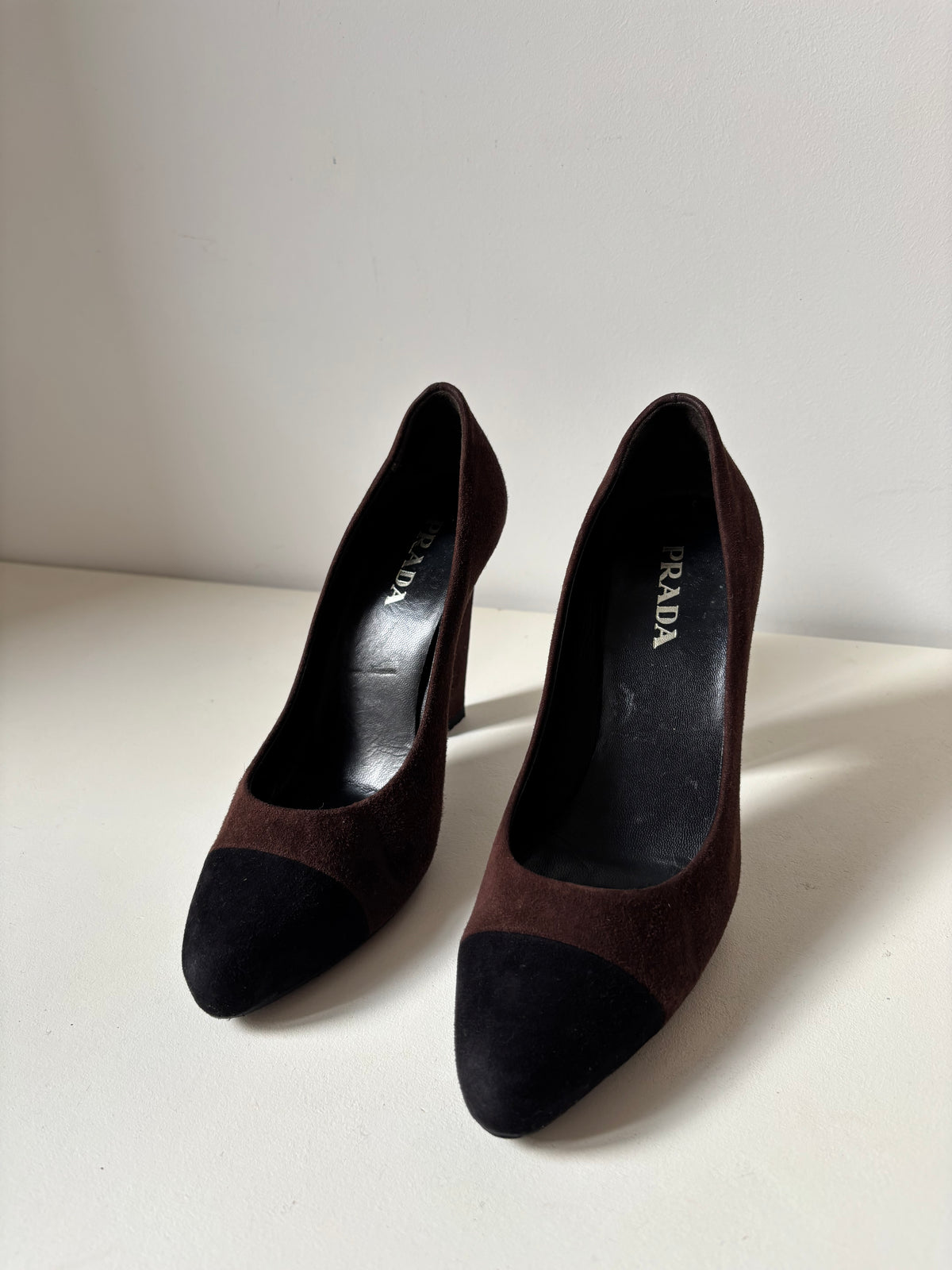 Prada escarpins daim brun bicolore – 38