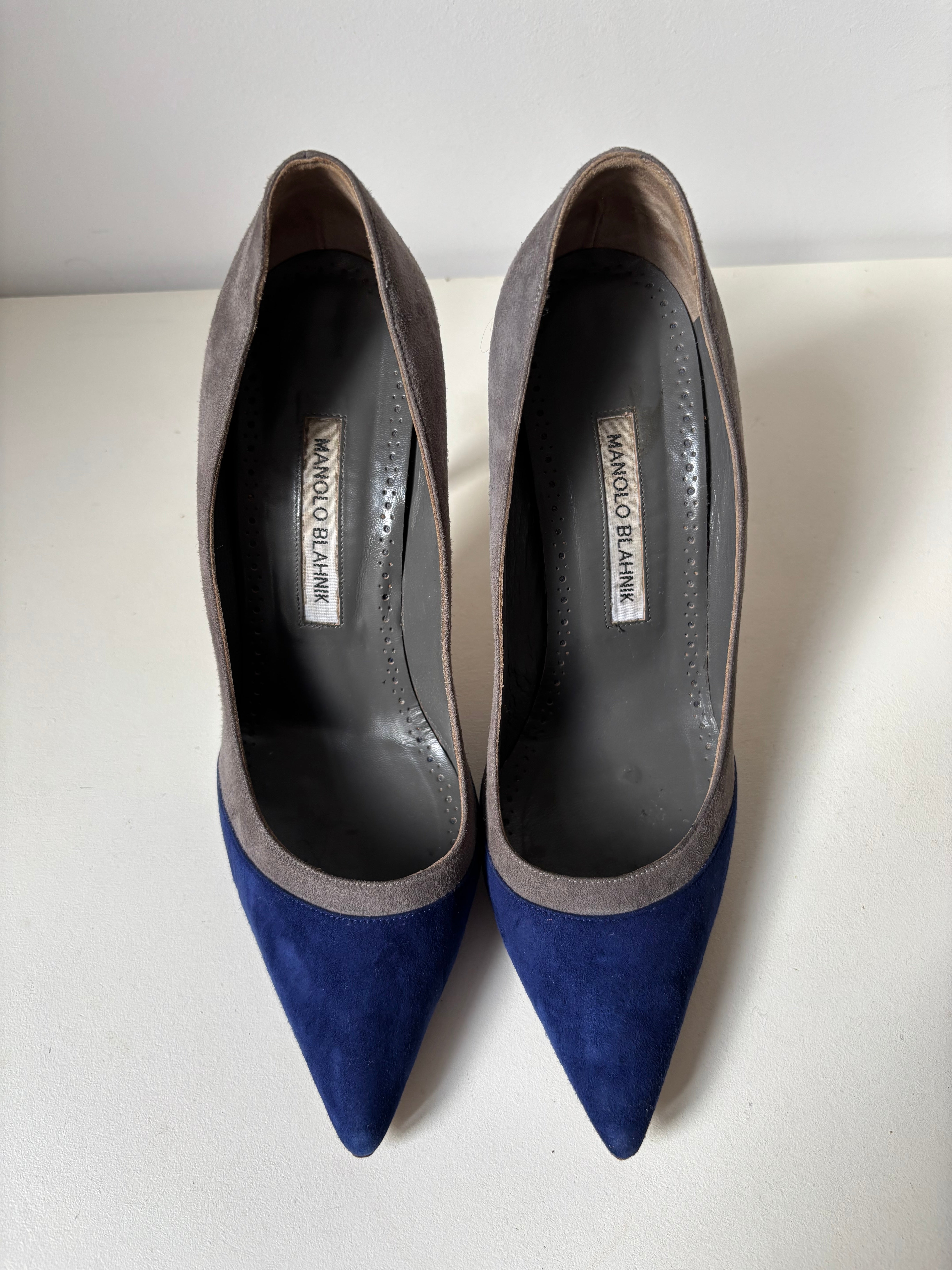 Manolo Blahnik escarpins daim gris bleu – 38