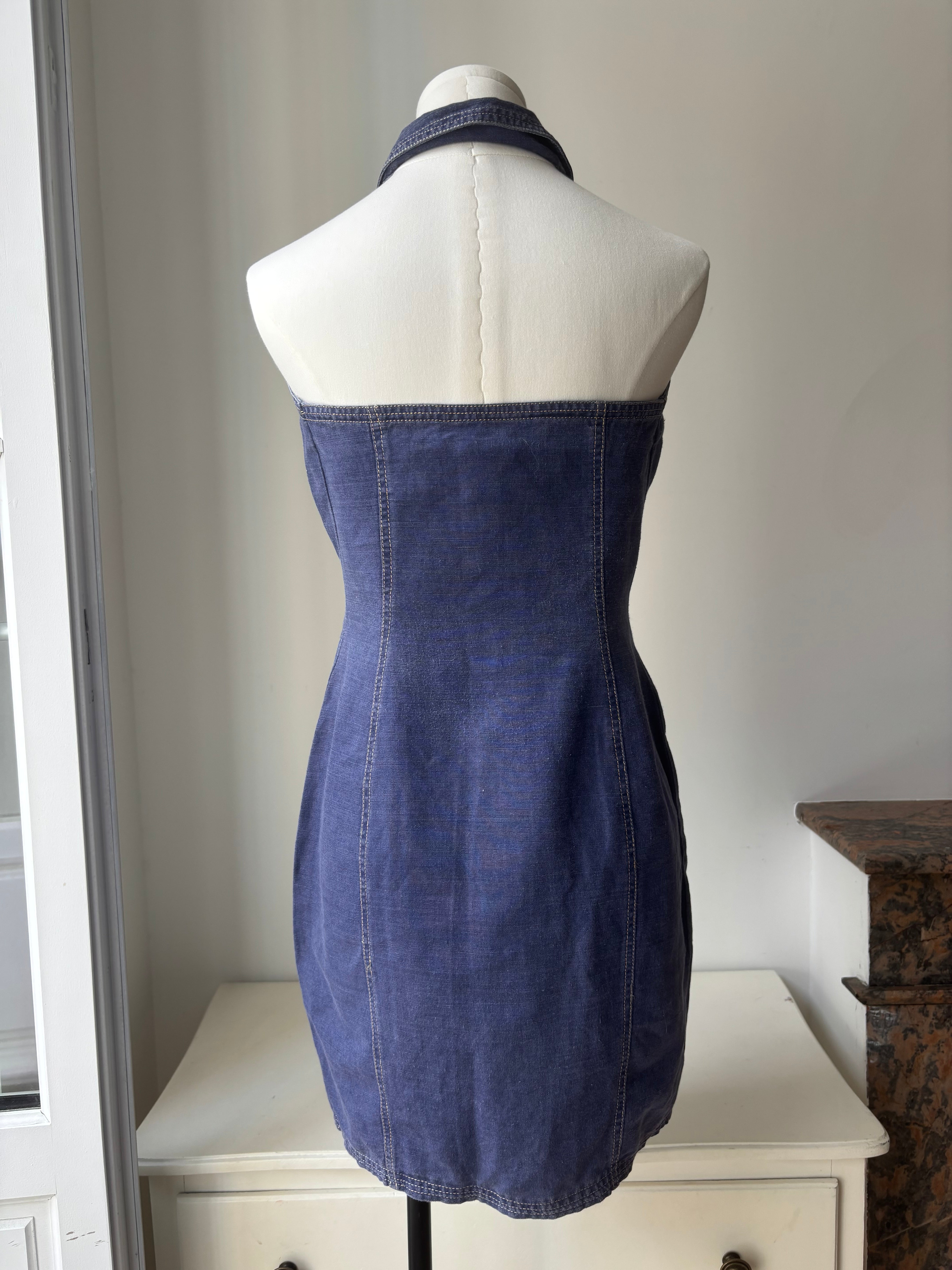 Versace Robe denim dos-nu vintage jean - S