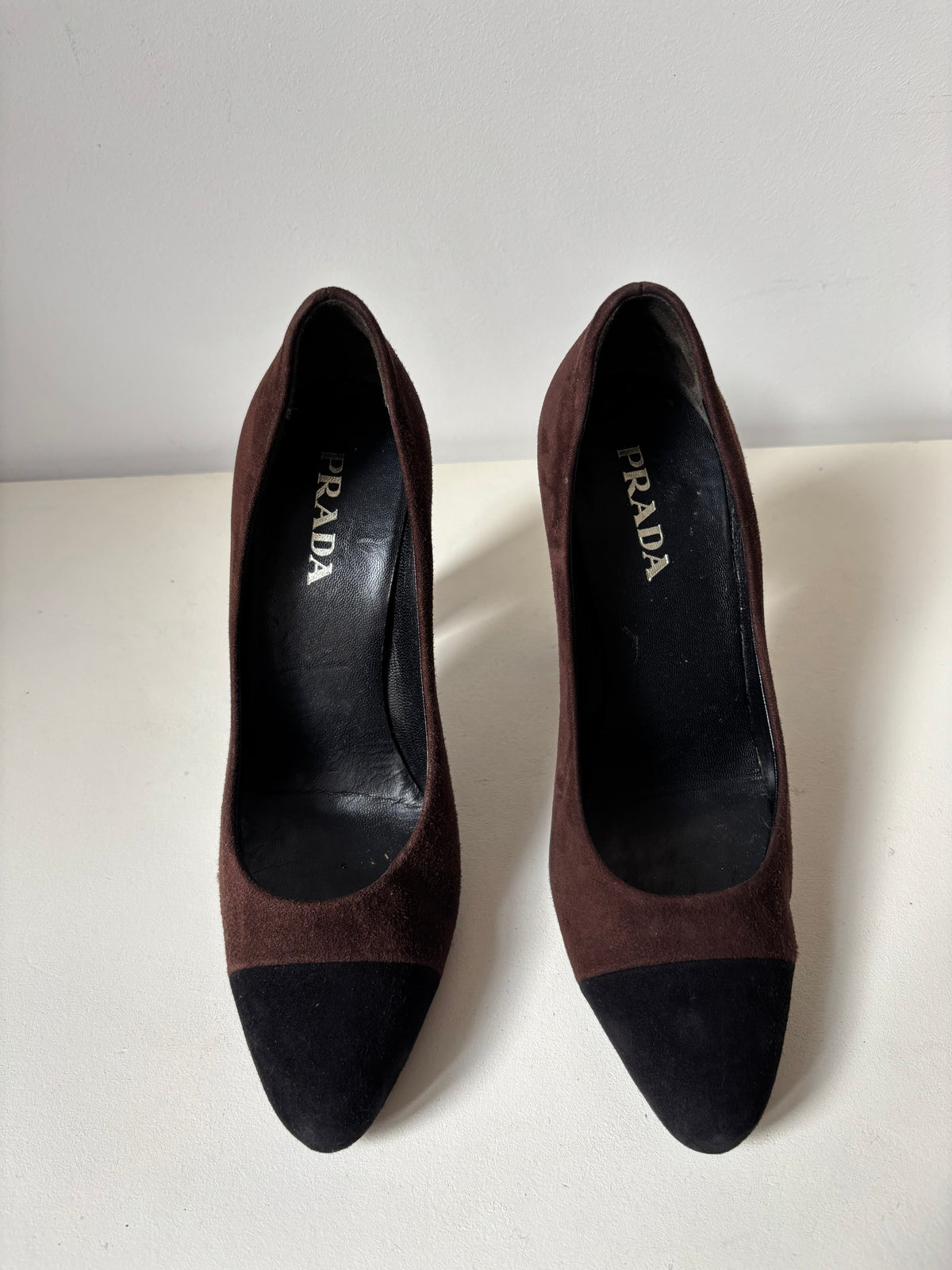 Prada escarpins daim brun bicolore – 38