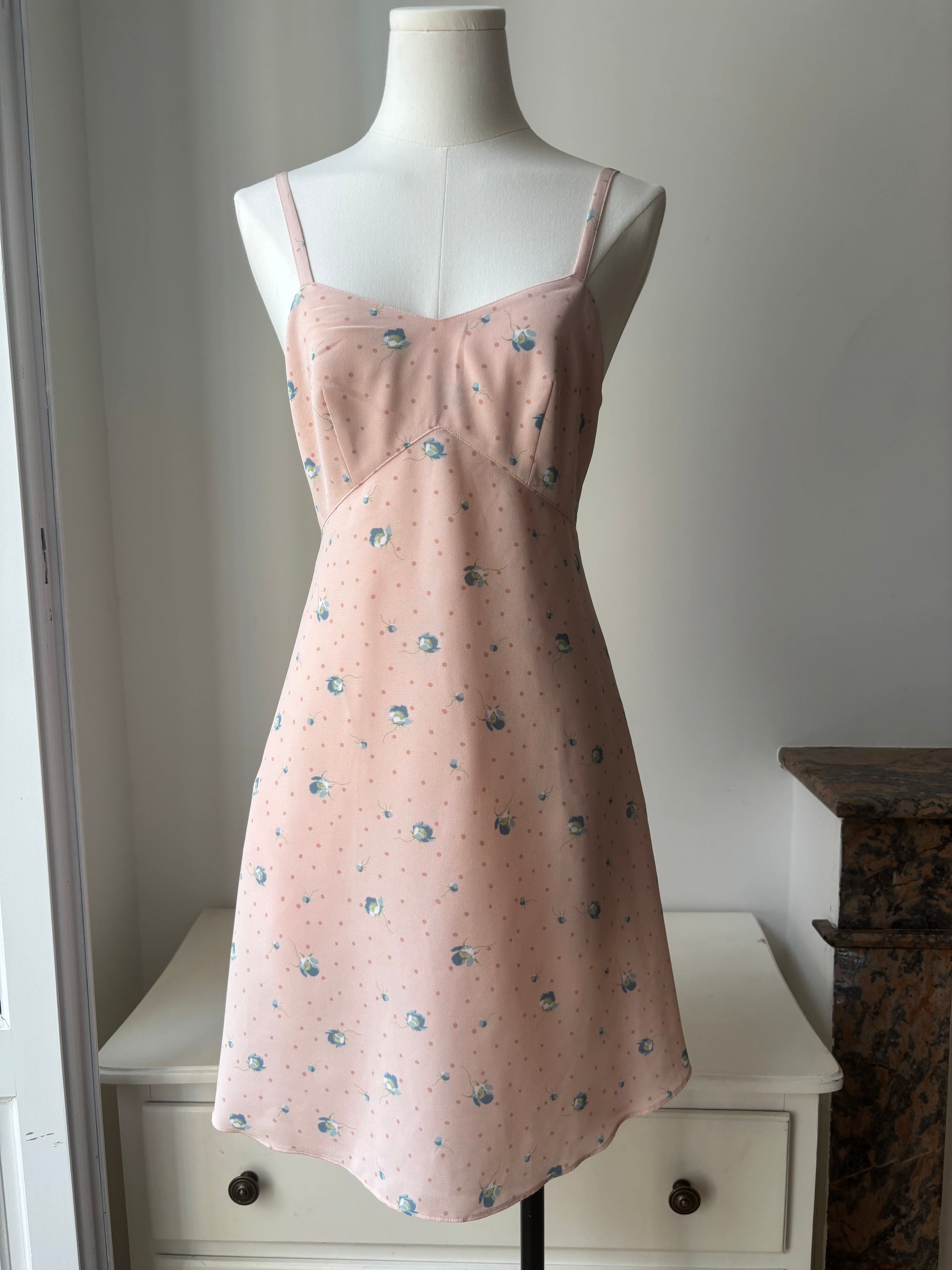 Cacharel Robe fleurie rose vintage – S