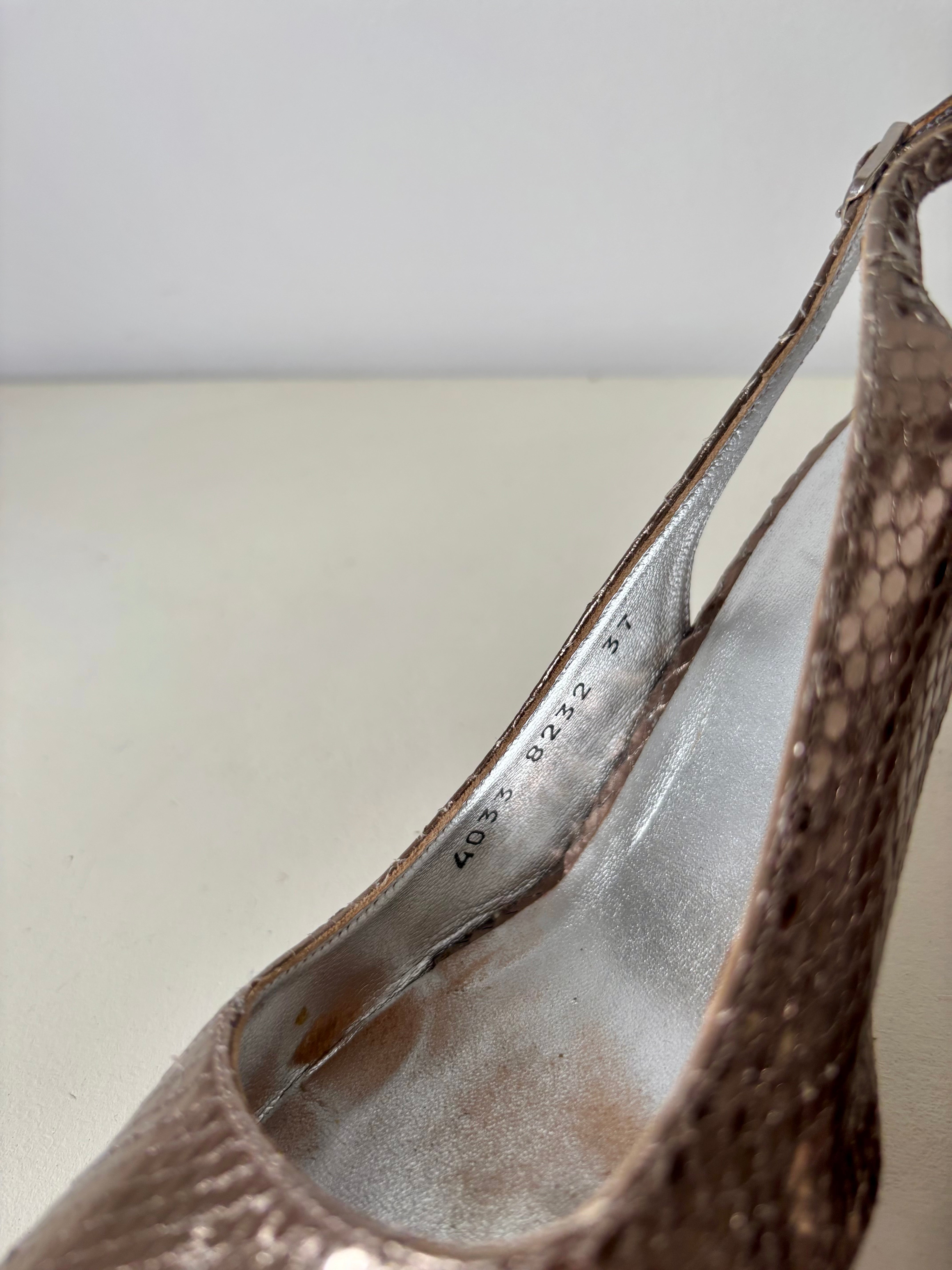 Dolce & Gabbana Escarpins slingback python métallisé — 37