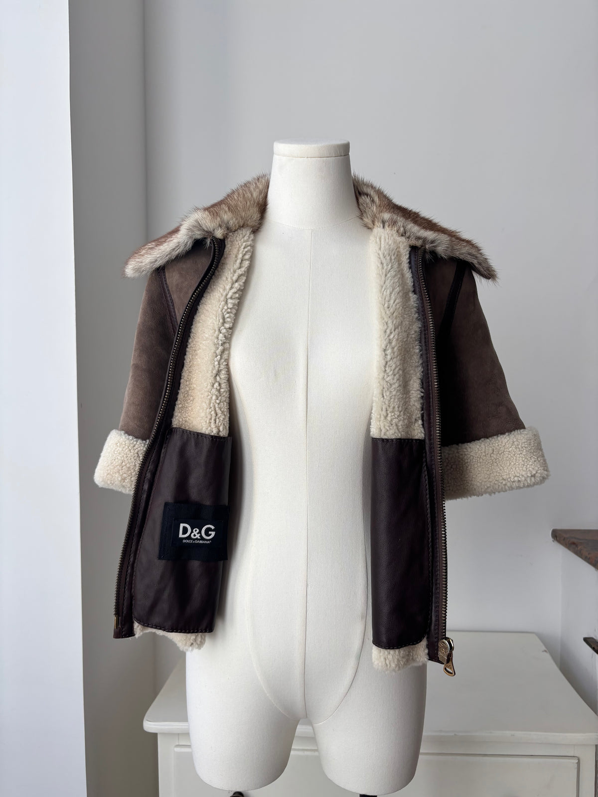Dolce & Gabbana veste peau lainée - M
