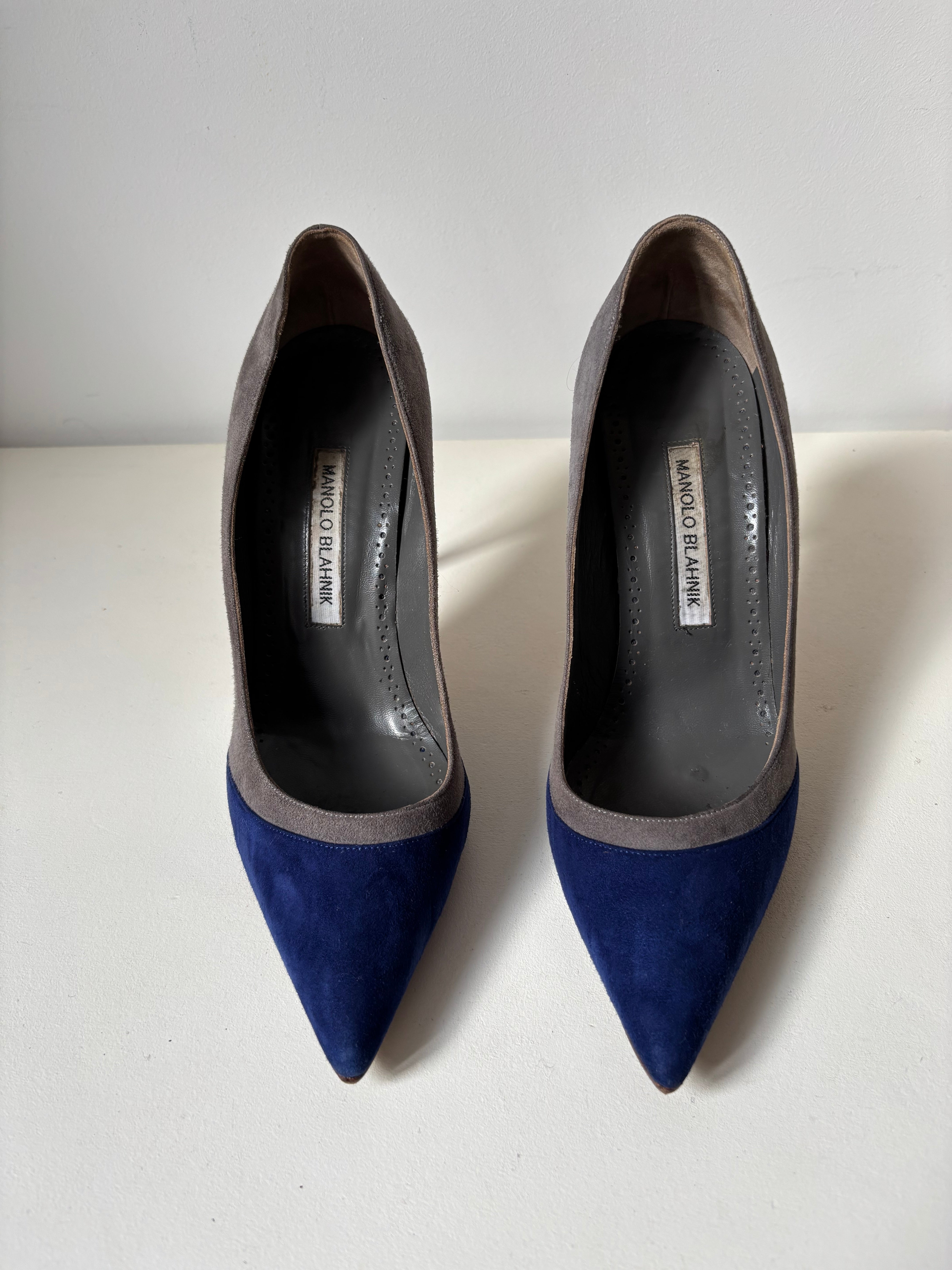 Manolo Blahnik escarpins daim gris bleu – 38