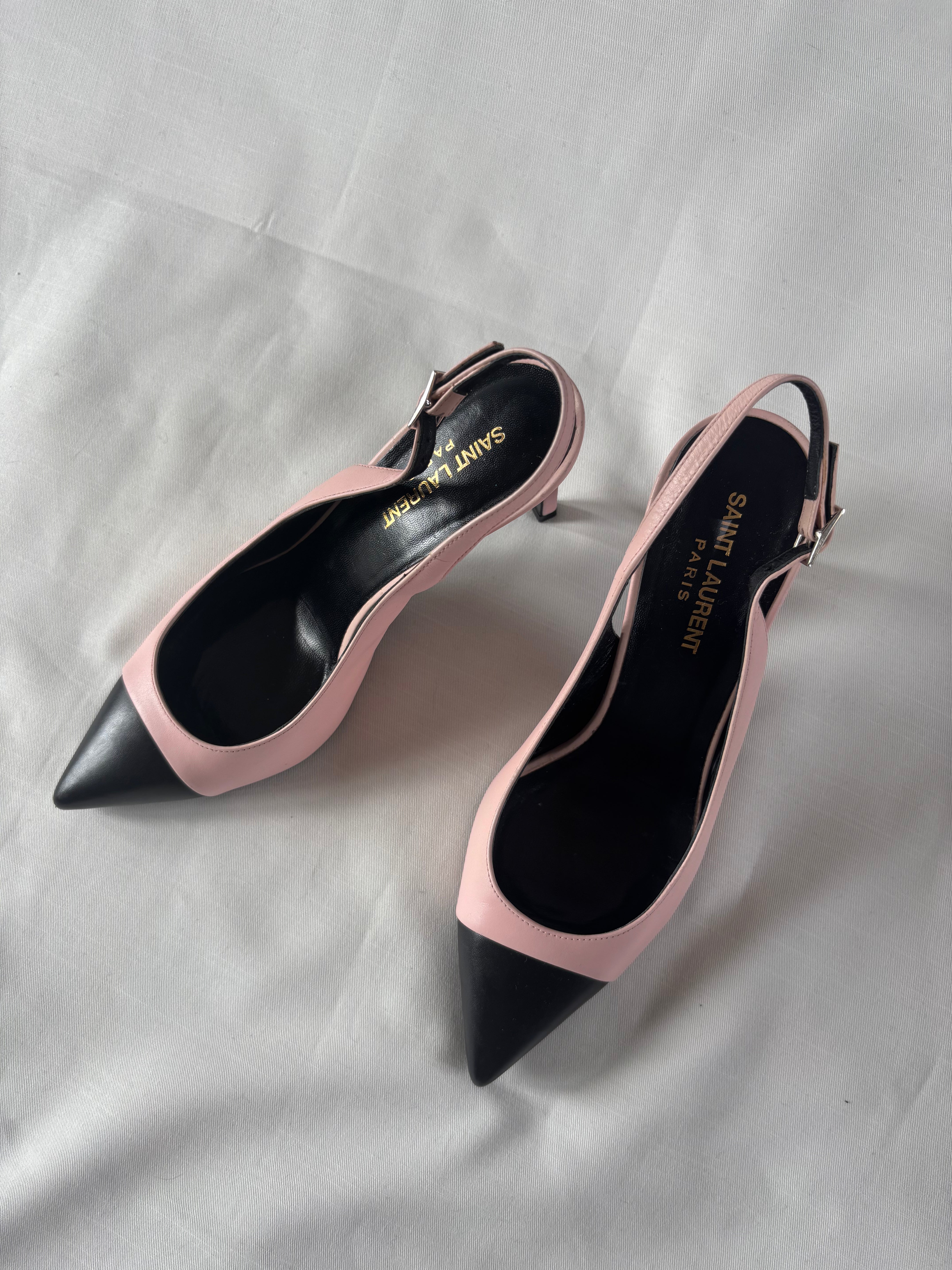 Saint Laurent slingbacks rose poudré noir – 37