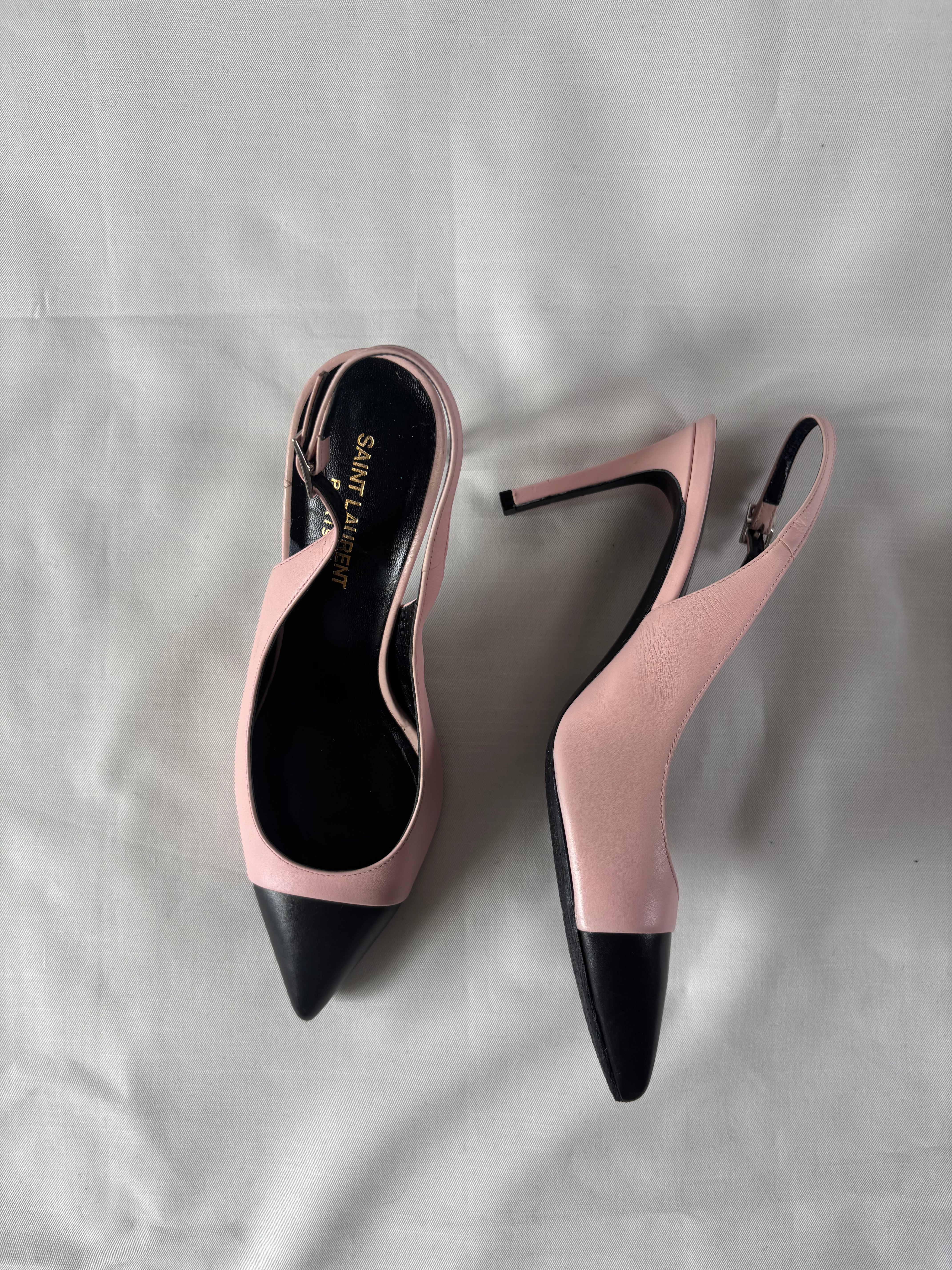 Saint Laurent slingbacks rose poudré noir – 37