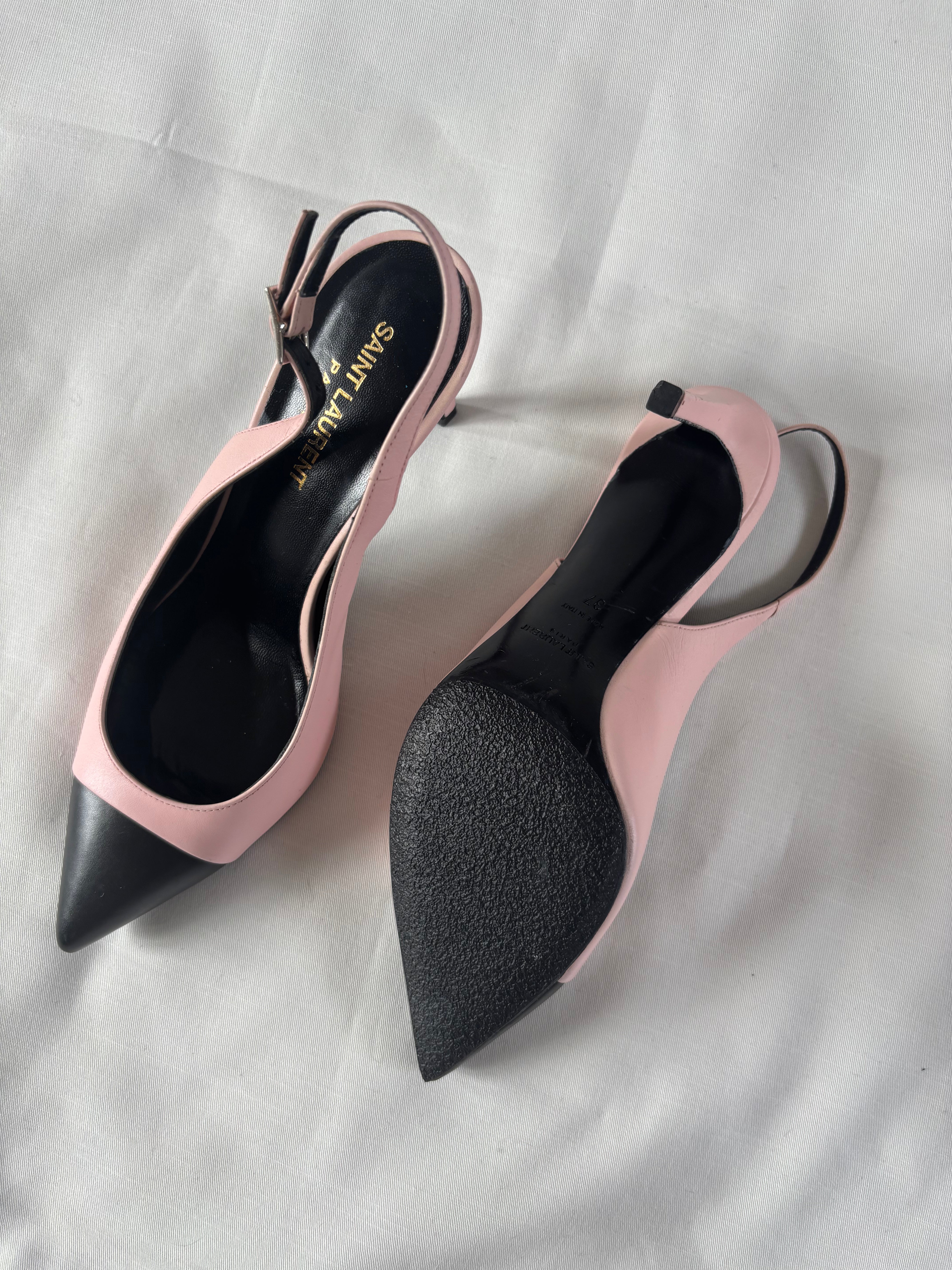 Saint Laurent slingbacks rose poudré noir – 37