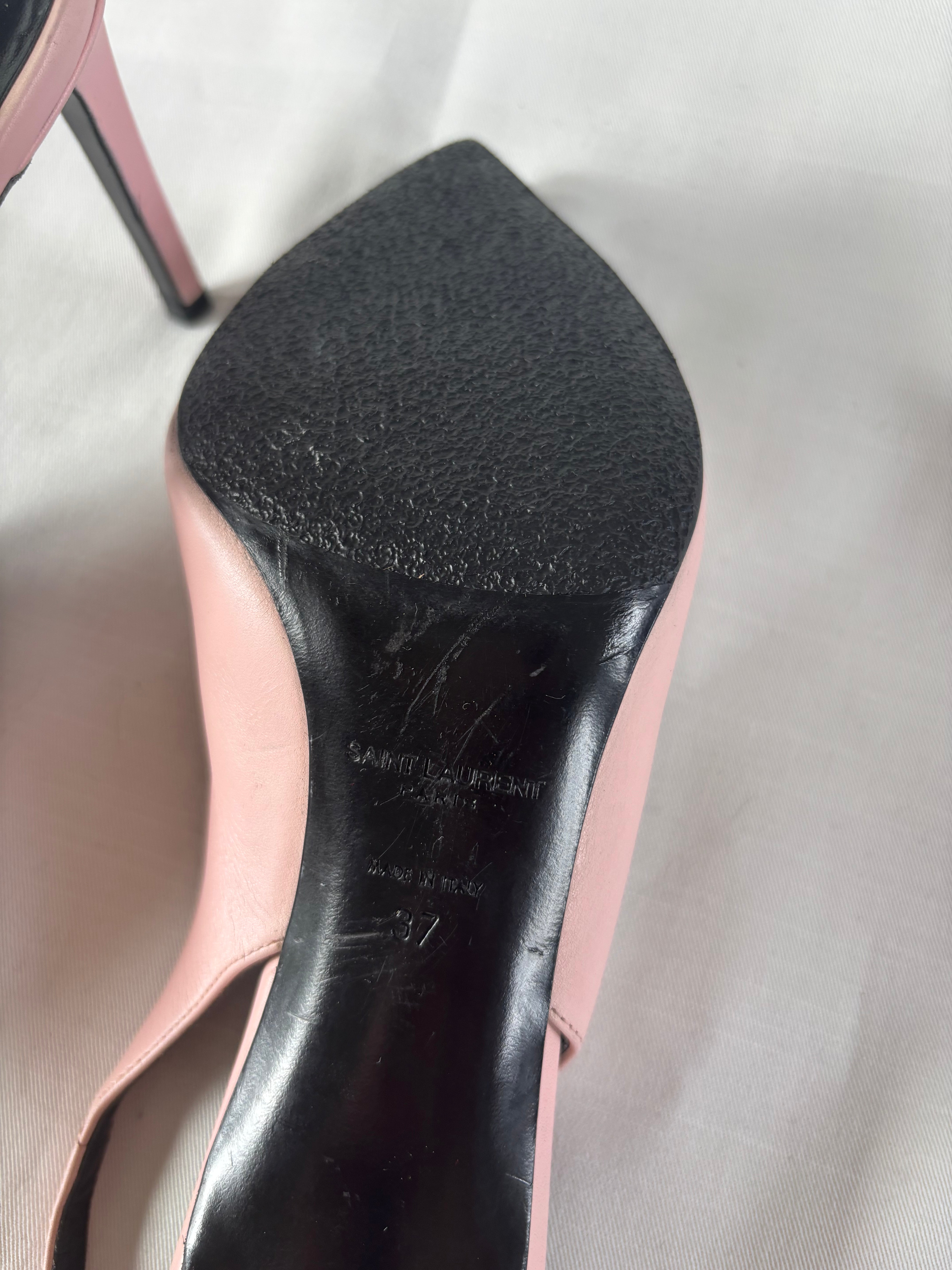 Saint Laurent slingbacks rose poudré noir – 37