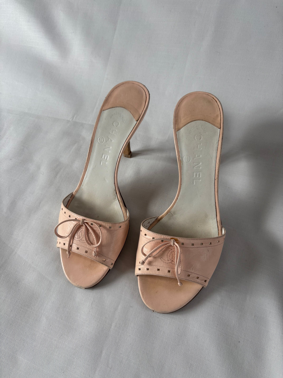 Chanel mules cuir rose CC - 39