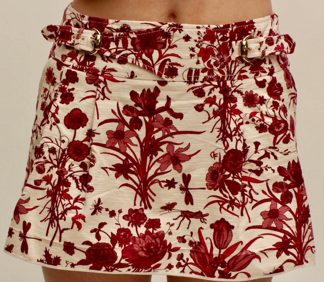 Gucci – Jupe vintage fleurie ceinturée – XS