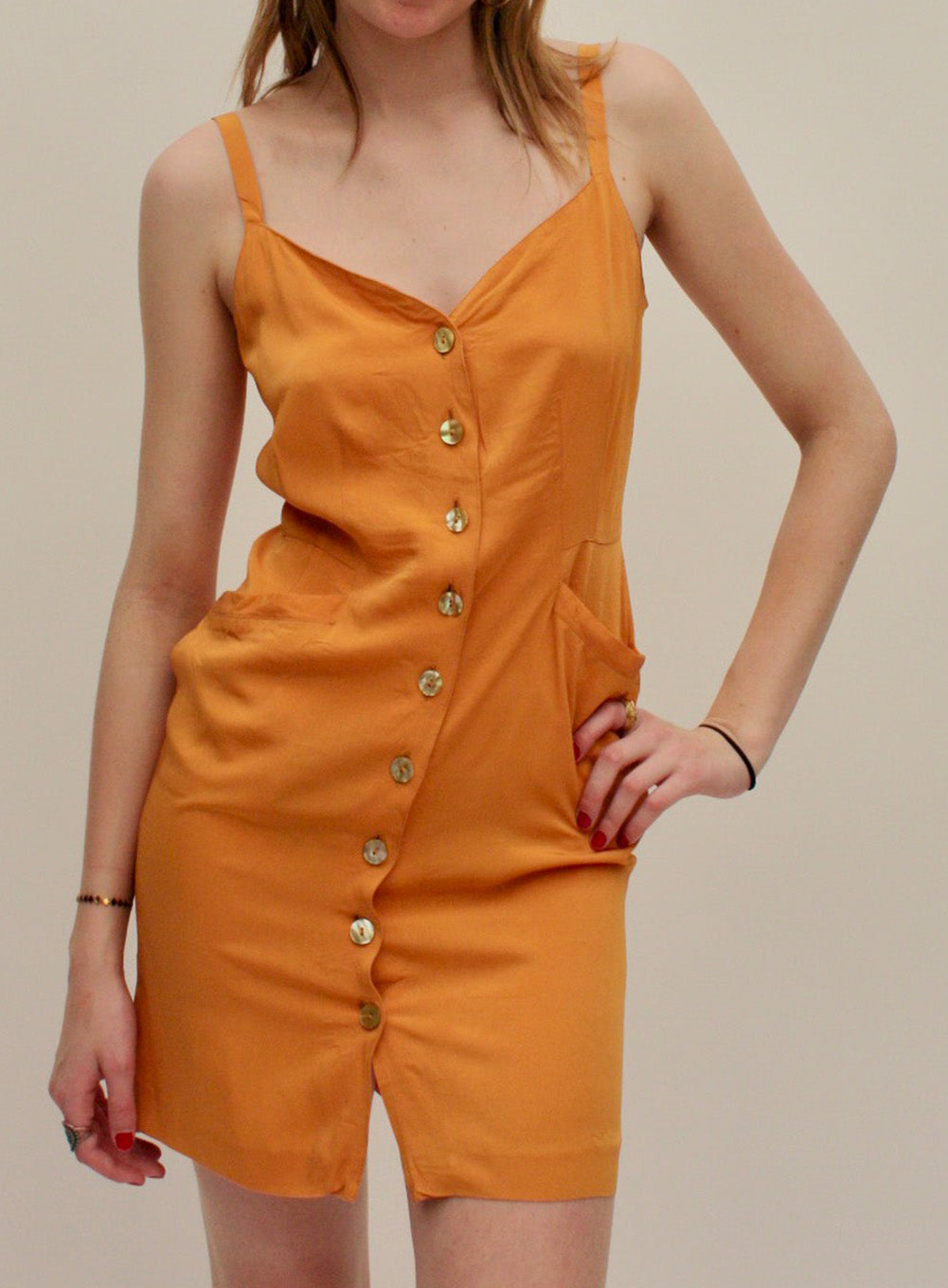 Kenzo – Robe orange boutonnée, coupe ajustée – XS/S
