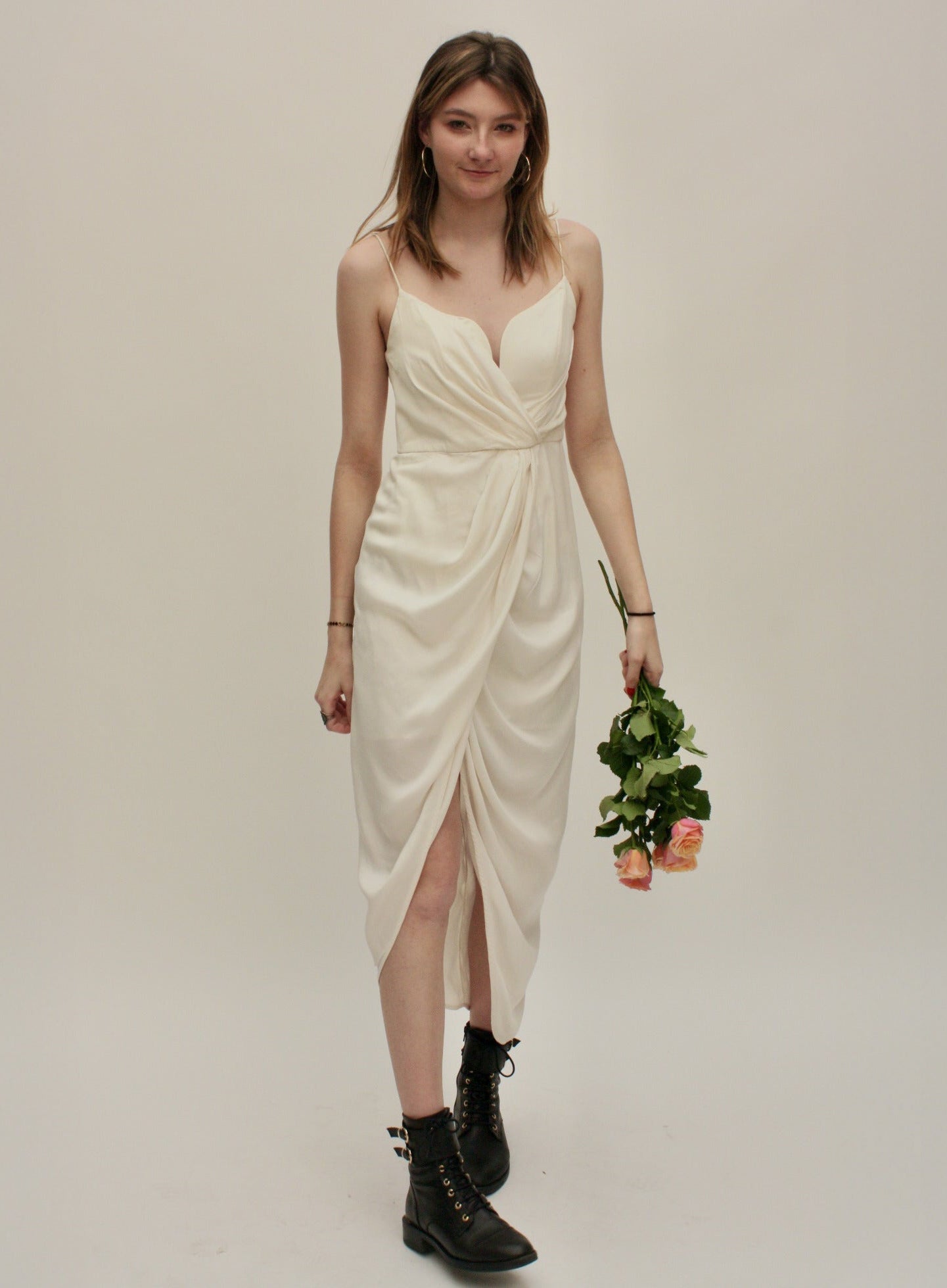 Zimmermann – Robe bustier en soie ivoire drapée – M