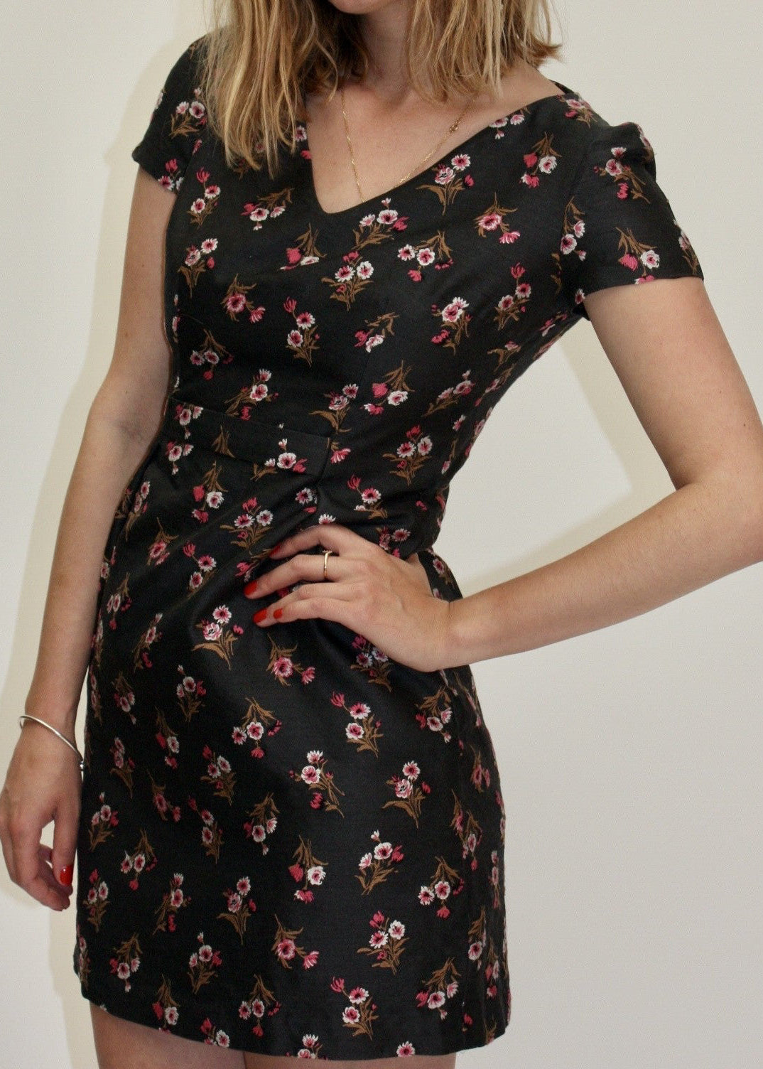 Prada – Robe florale noire – M