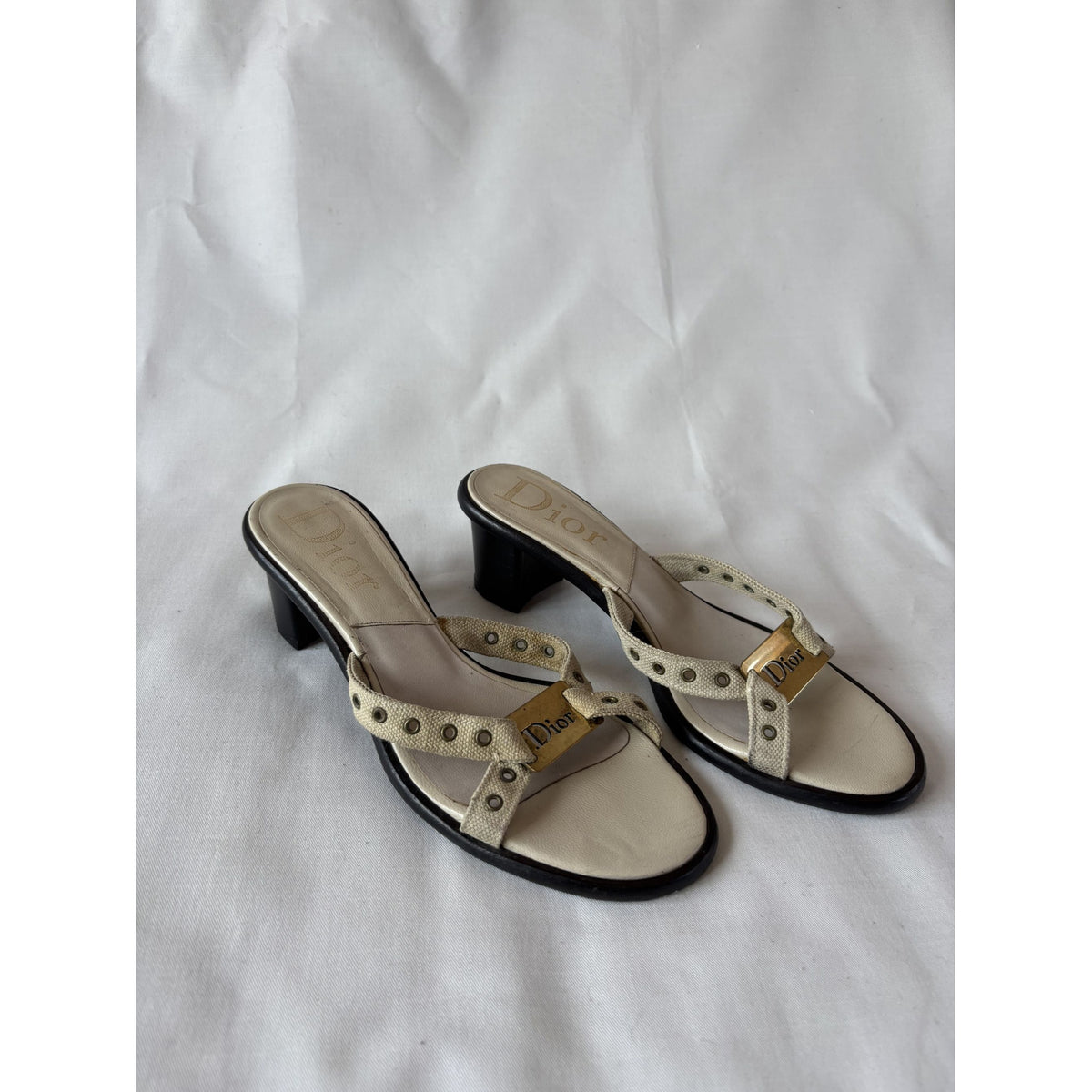 Dior mules cuir beige signature – 38