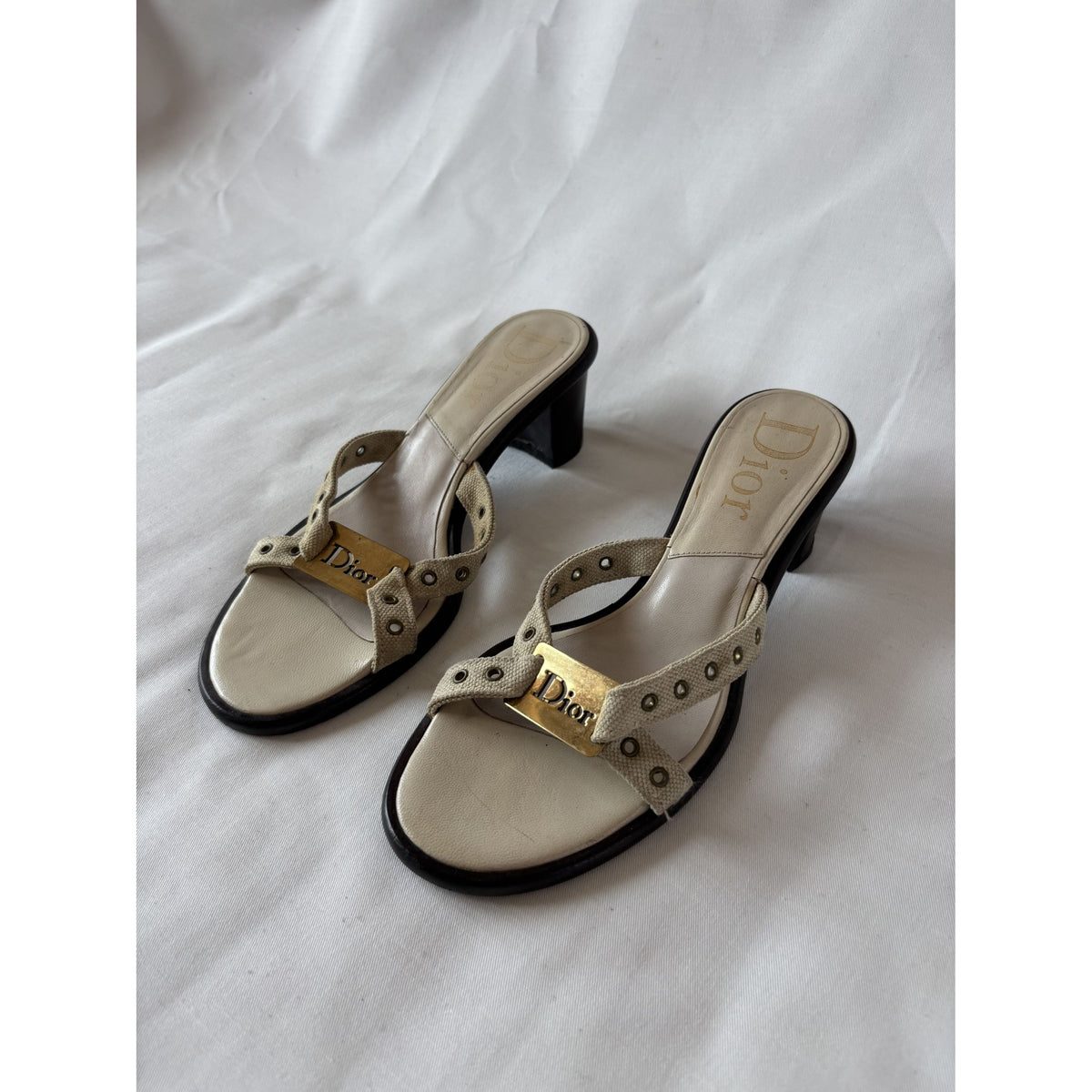 Dior mules cuir beige signature – 38