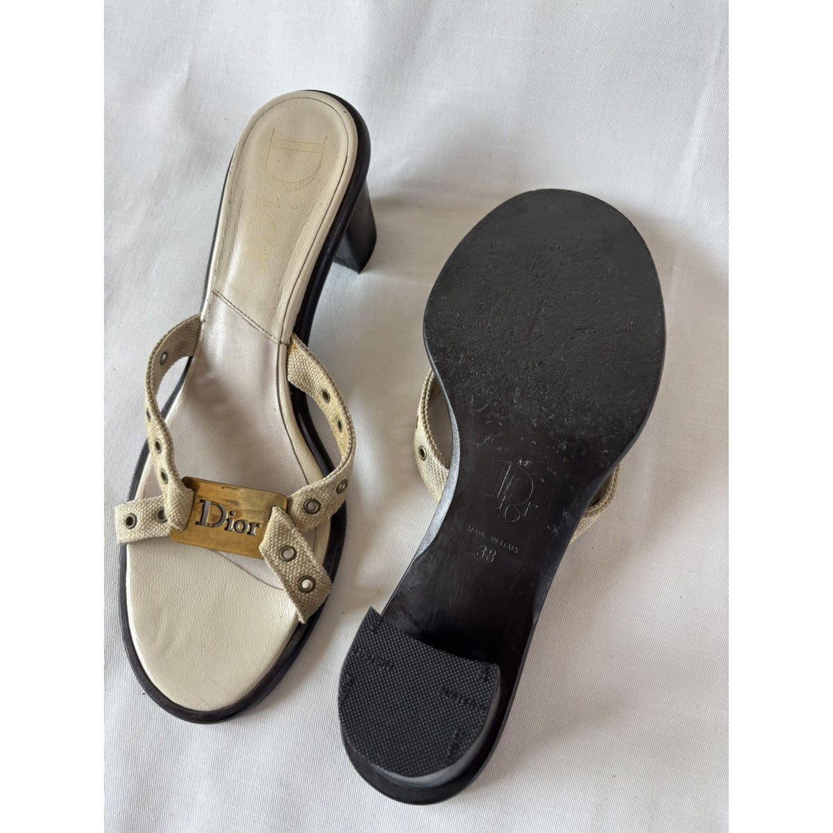 Dior mules cuir beige signature – 38