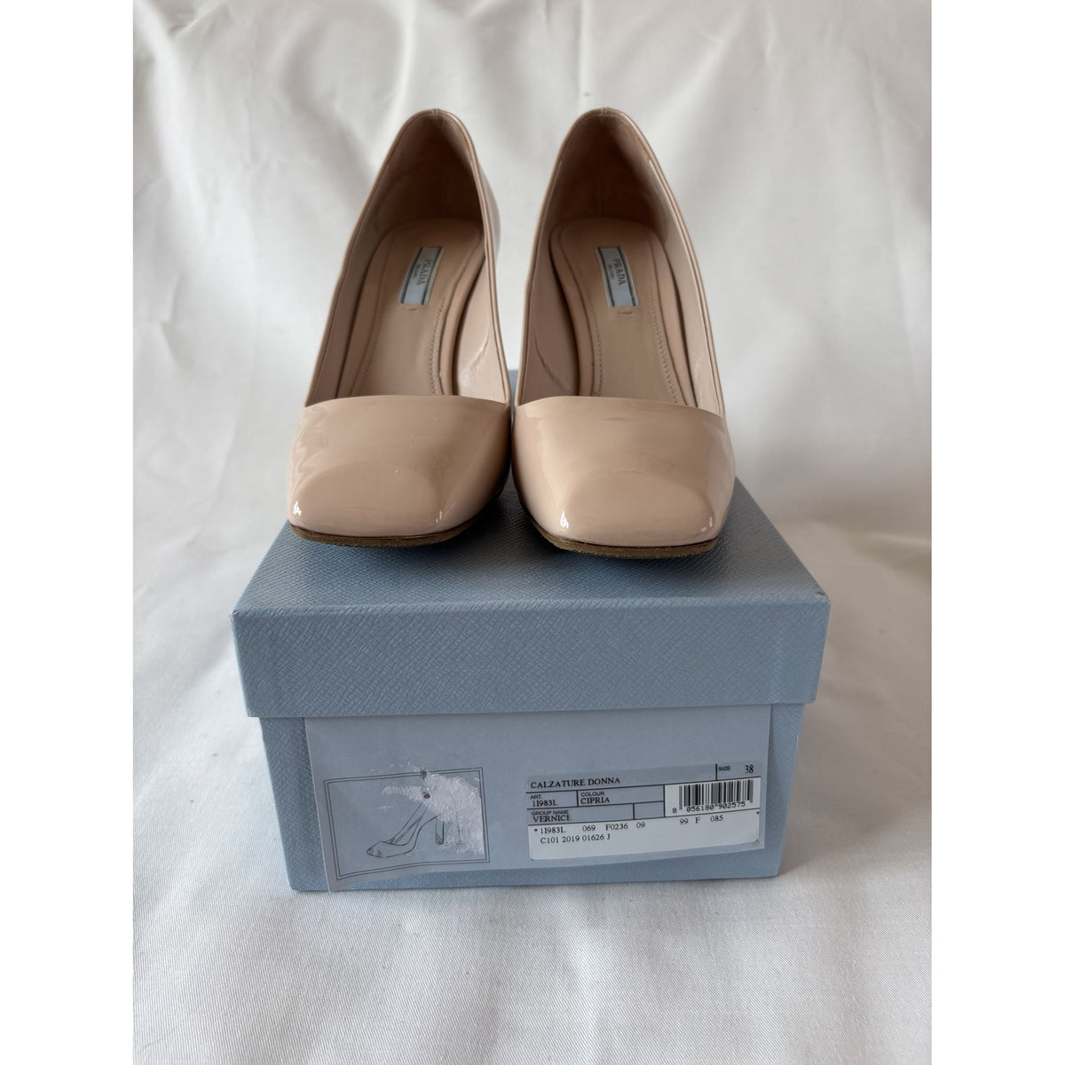 Prada escarpins cuir nude verni – 38
