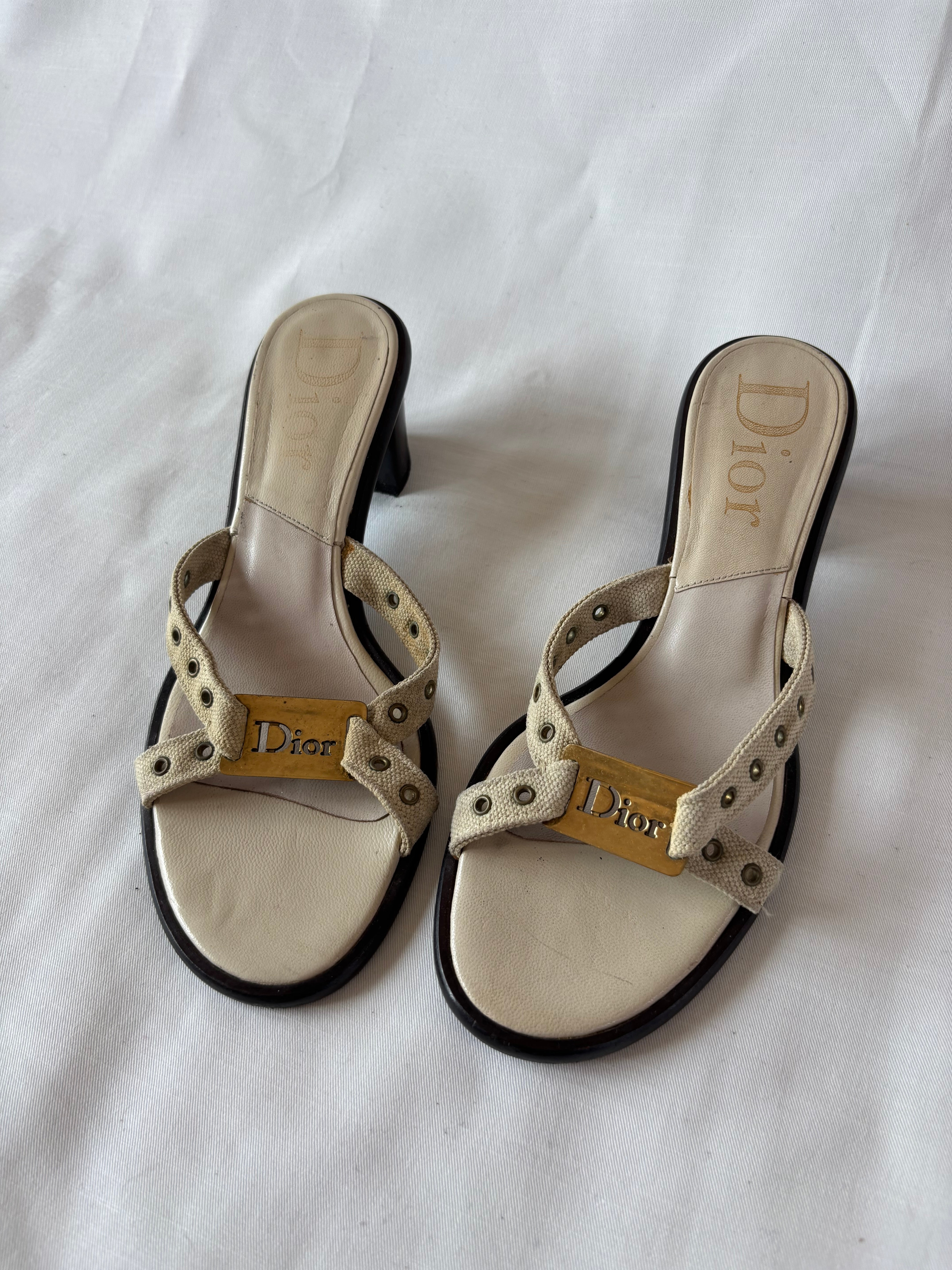 Dior signature beige leather mules – 38