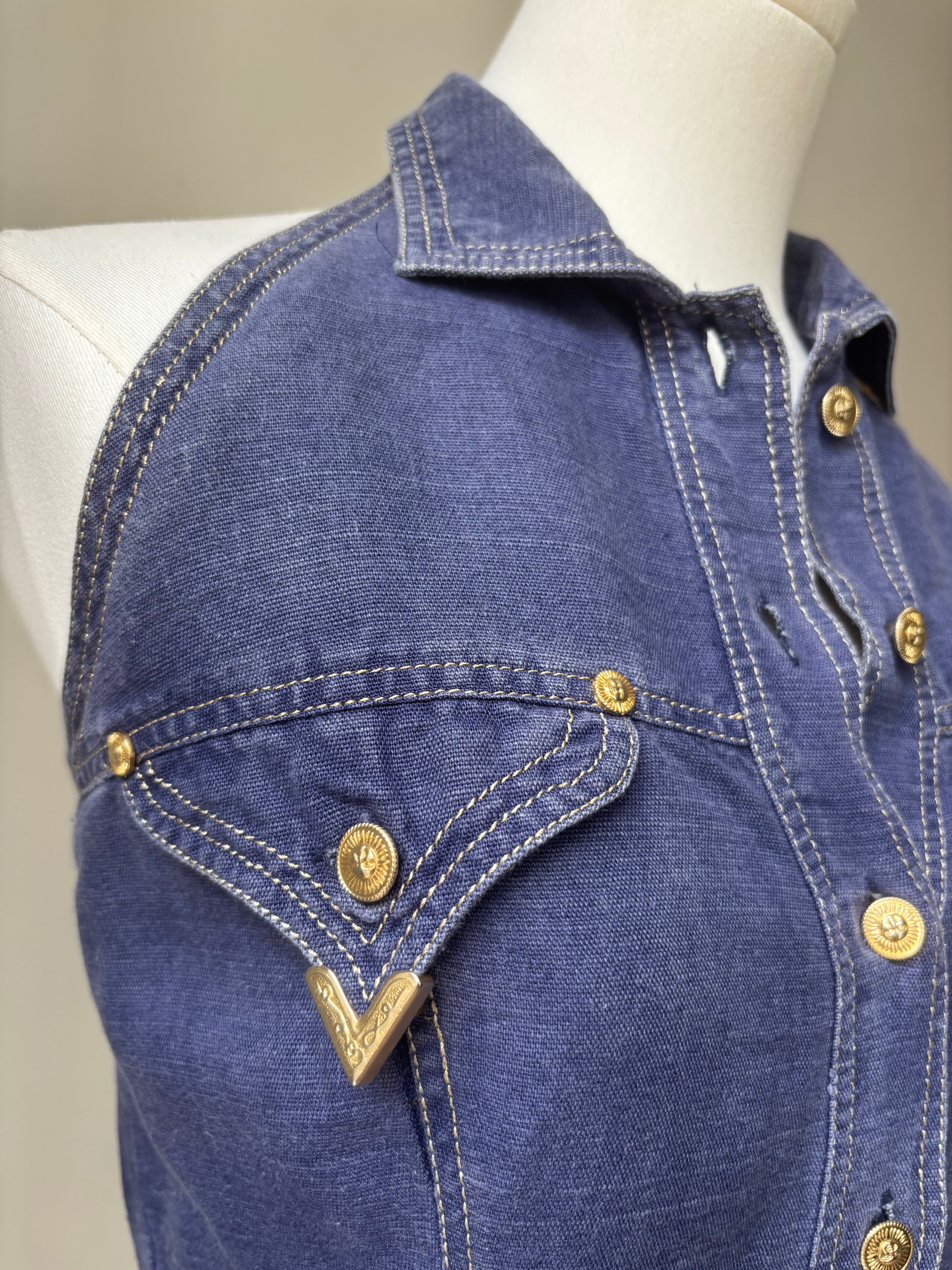 Versace Robe denim dos-nu vintage jean - S
