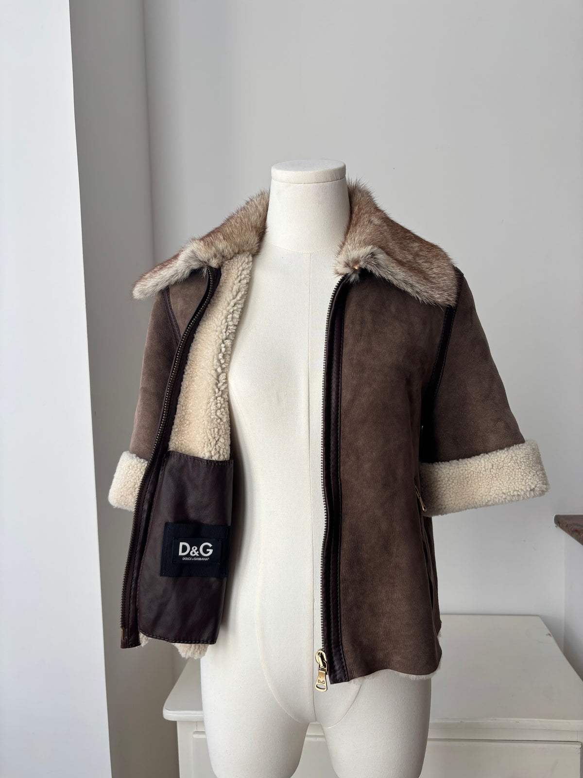 Dolce & Gabbana veste peau lainée - M