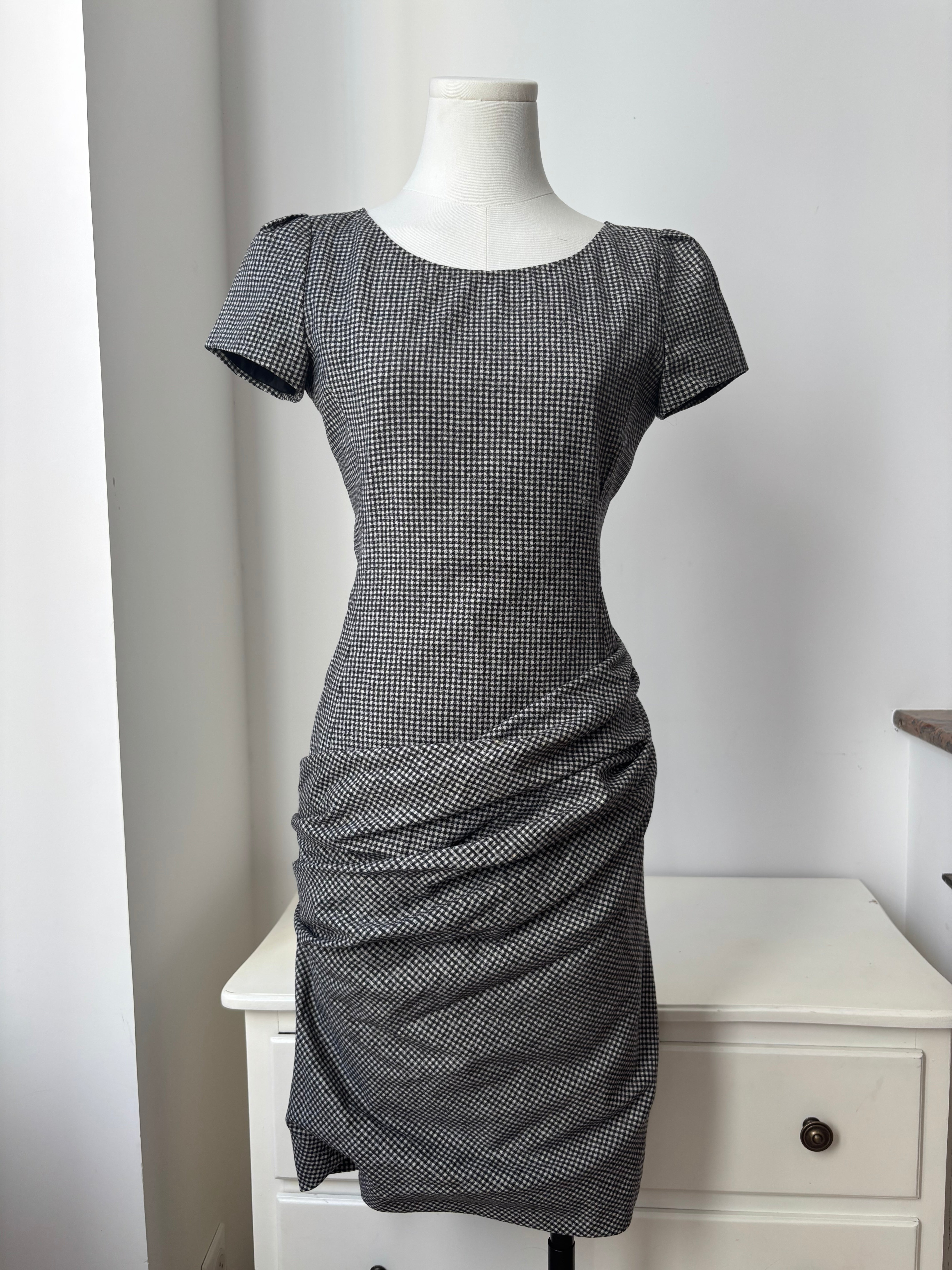 Moschino – Houndstooth draped dress – XS