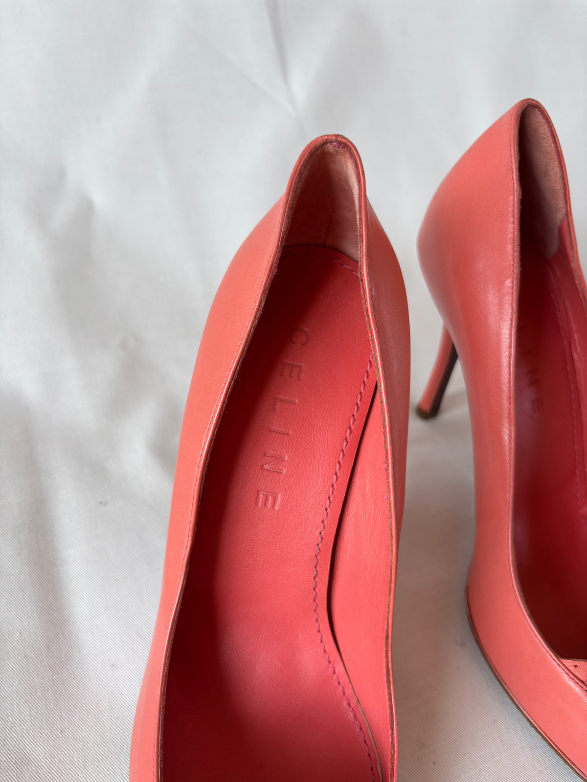 Céline escarpins cuir corail nœud – 38,5