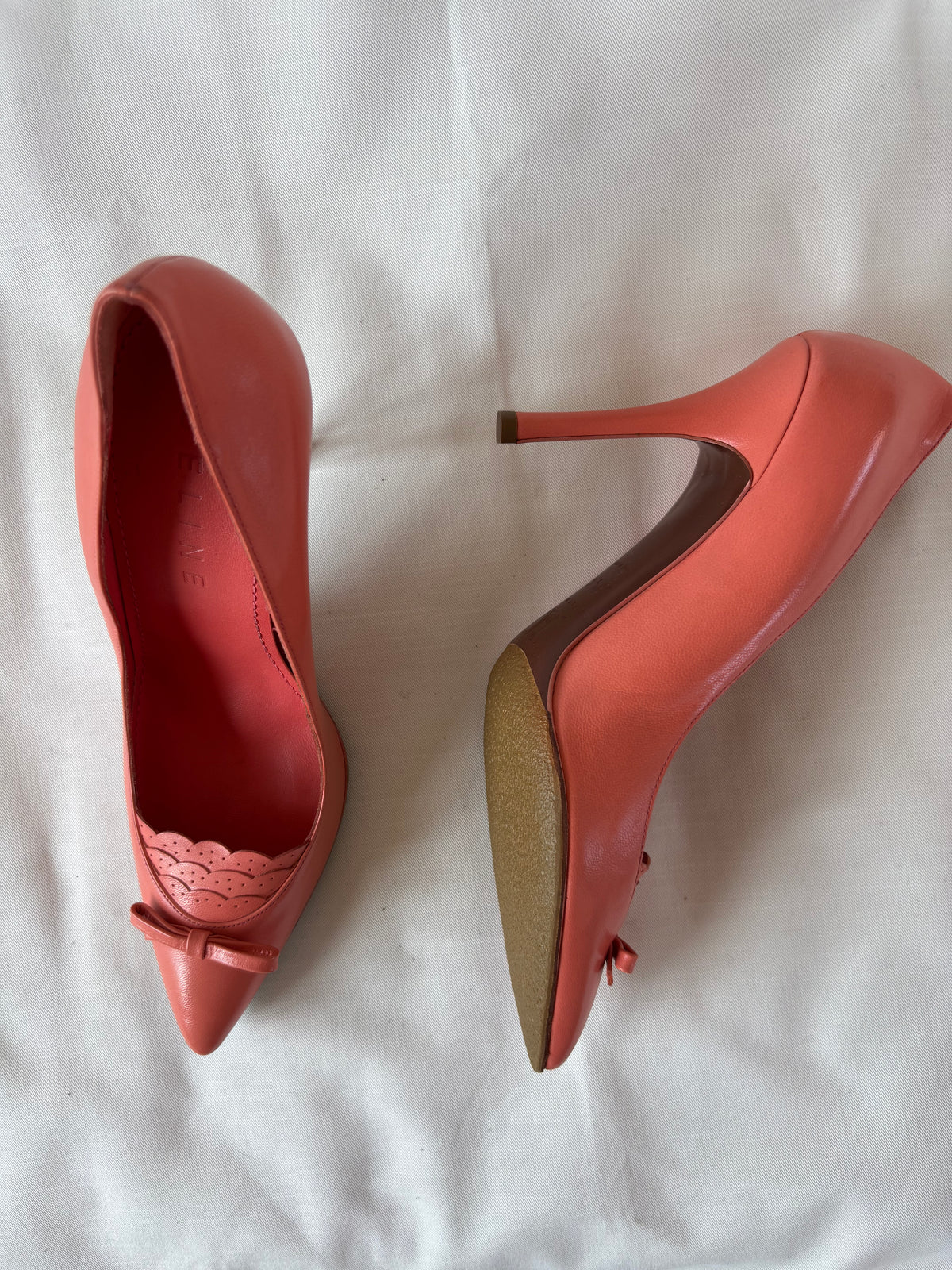 Céline escarpins cuir corail nœud – 38,5