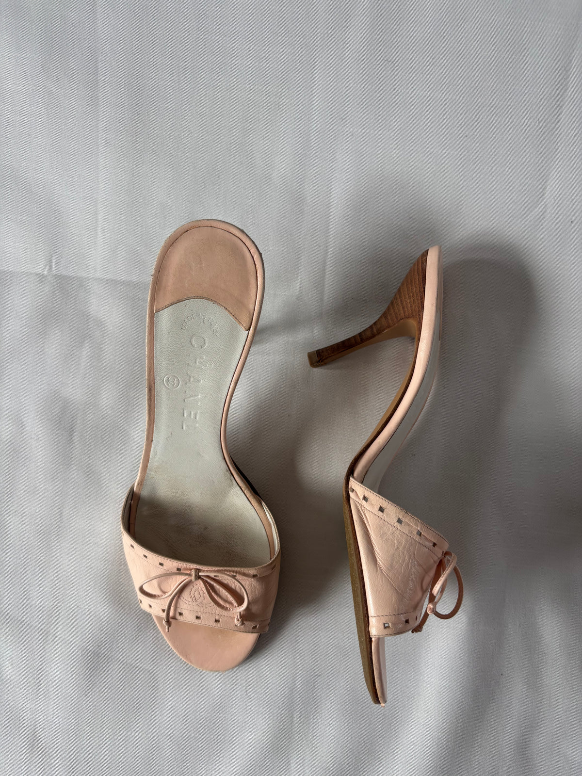 Chanel mules cuir rose CC - 39