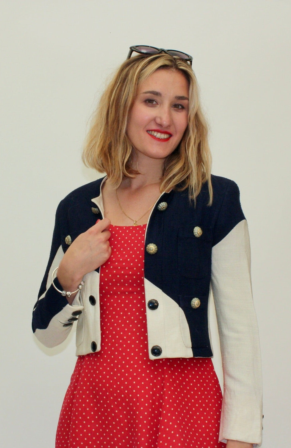 Moschino – Veste bicolore bleu marine & crème – S