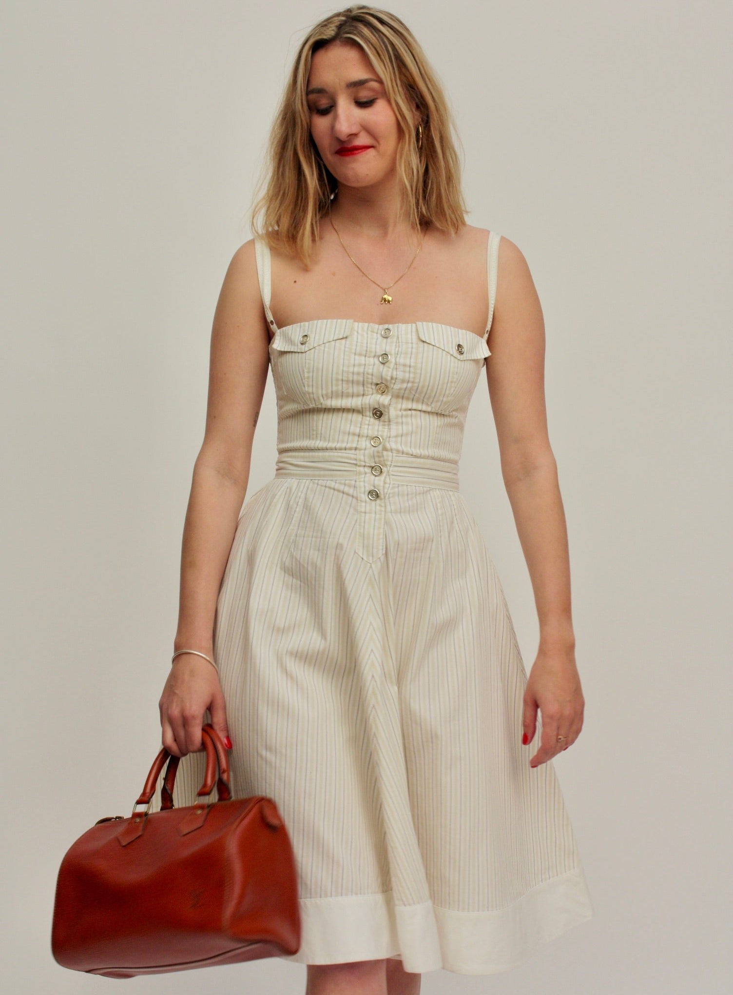 Dolce & Gabbana – Robe rayée coupe bustier – M